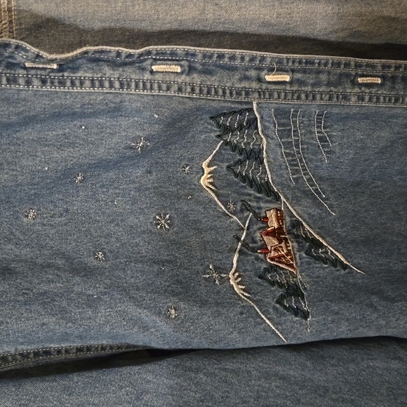 Vintage Bobbie Brooks Blue Chambray Long SleevedHoliday Shirt Women size 18/20W - Picture 4 of 14